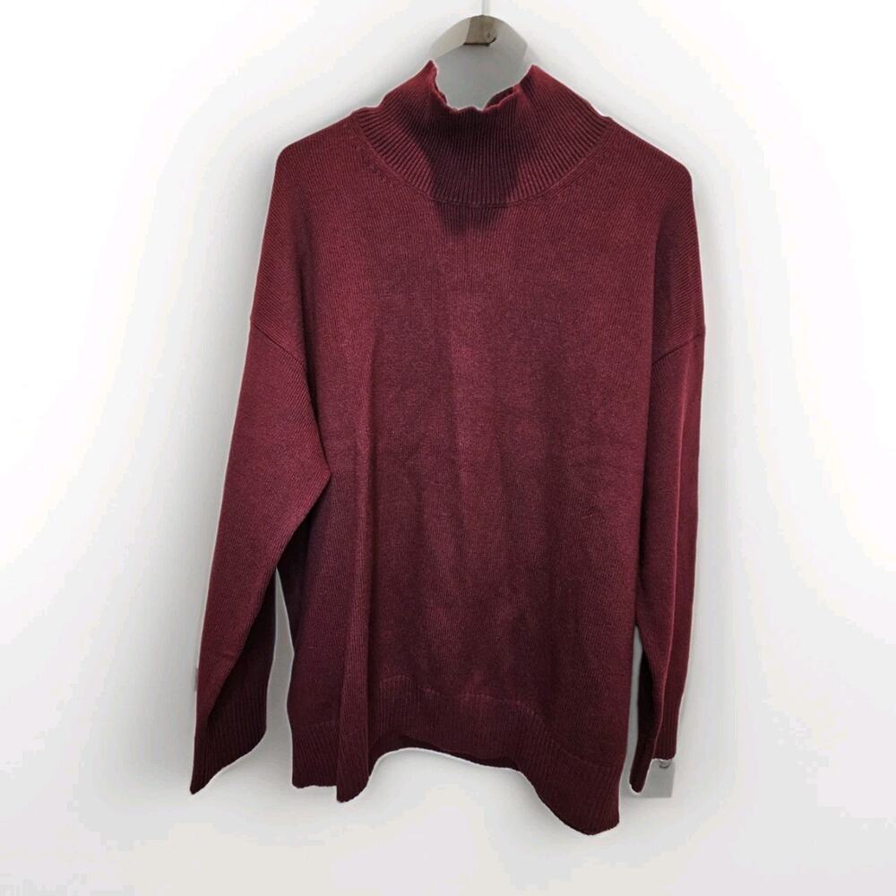 Banana Republic Burgundy Mock Neck L Cotton Wool Knit Pullover Sweater Large